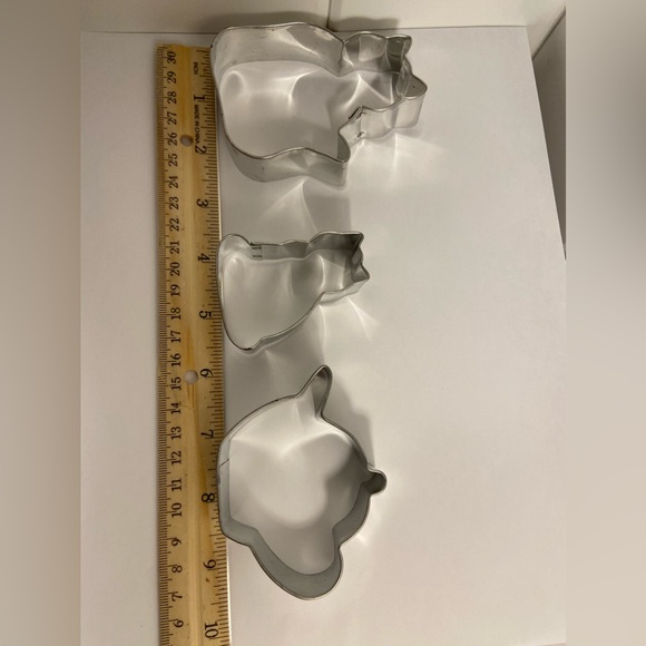 3 Vintage COOKIE CUTTERS Mom Cat Kitten Teapot Silver 90s New LOT Kitchen Decor - Picture 4 of 10